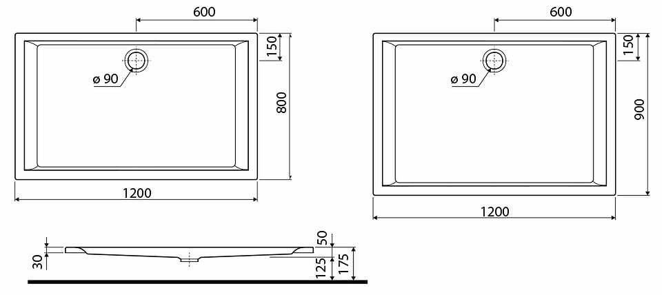 Піддон для душу Kolo Pacyfik XBP0729000 акриловий прямокутний 90x120x17,5 см (87433) - фото 2