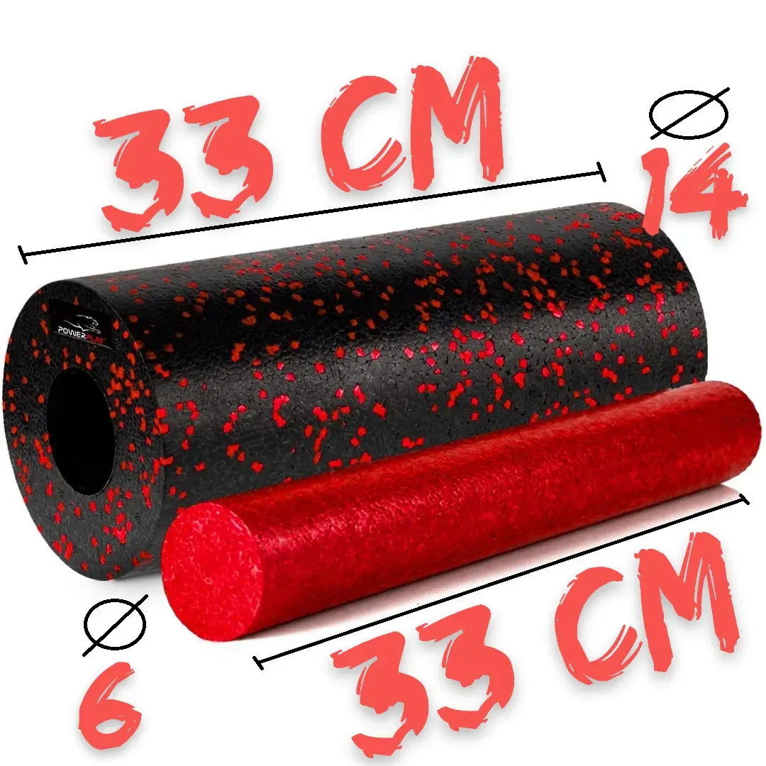 Ролик масажний гладкий PowerPlay PP-4348 2в1 EPP Foam Roller Чорний/Червоний 33x14 см - фото 4