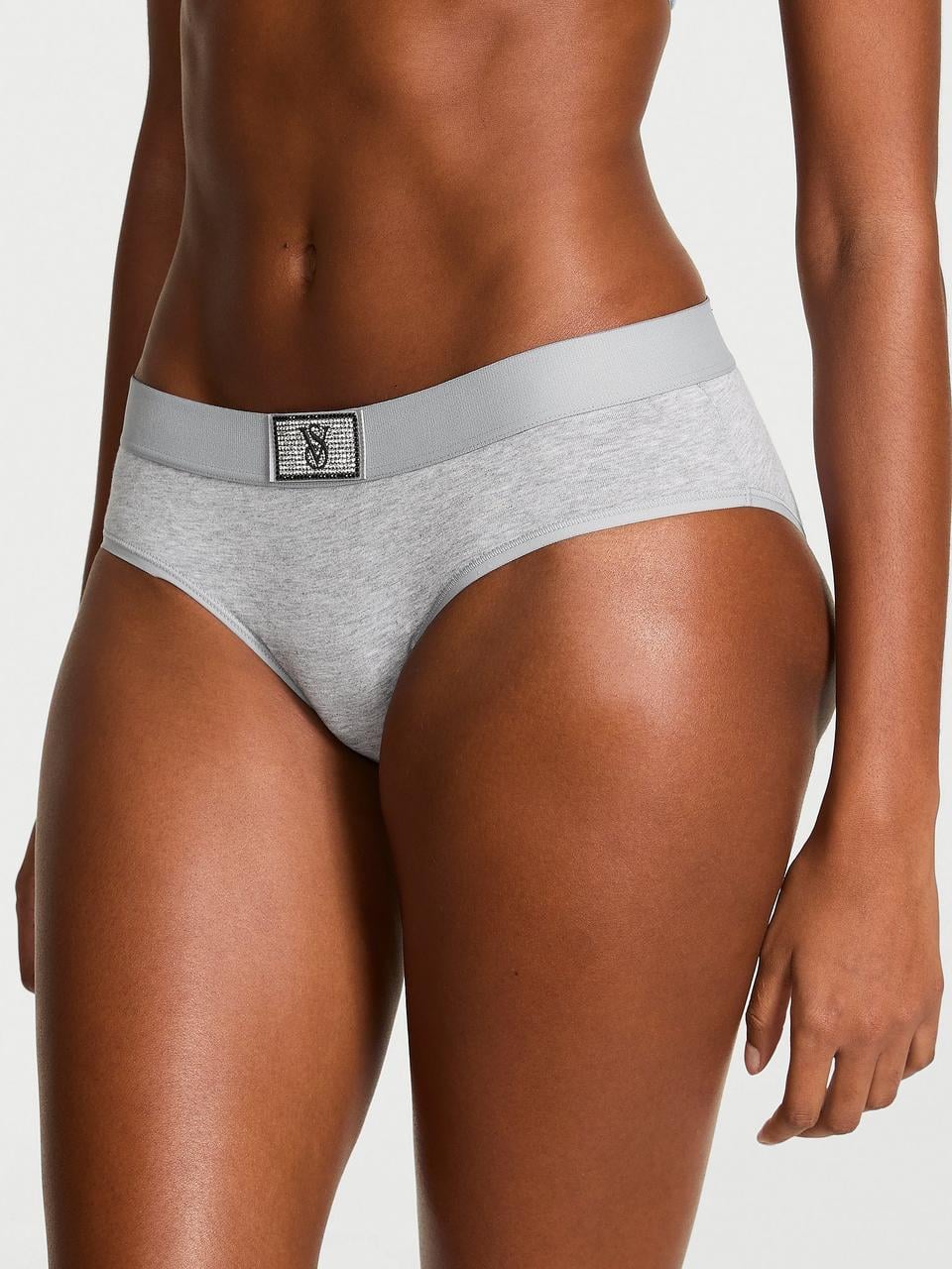 Трусики женские Victoria's Secret Logo Cotton Shine Patch Hiphugger M Серый (291668993783)
