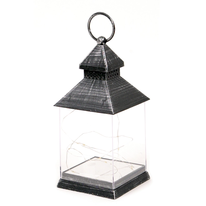 Свічник-ліхтар з LED гірляндою OR-LP6324-2 Чорно-срібний (45976) - фото 1