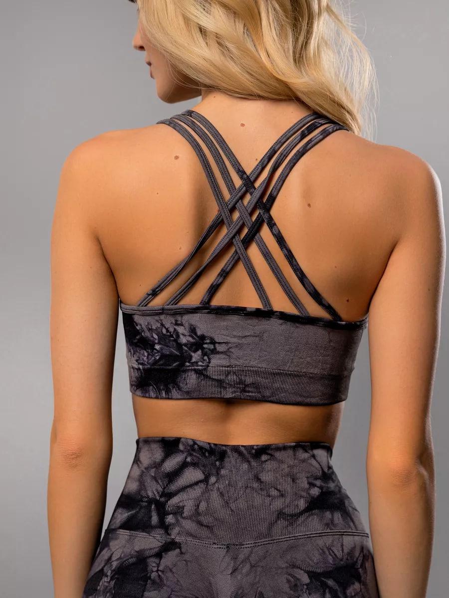 Топ спортивный мраморный женский для тренировок йоги фитнеса и зала S Серый (70019S) - фото 3 Топ спортивный мраморный женский для тренировок йоги фитнеса и зала S Серый (70019S) - фото 3