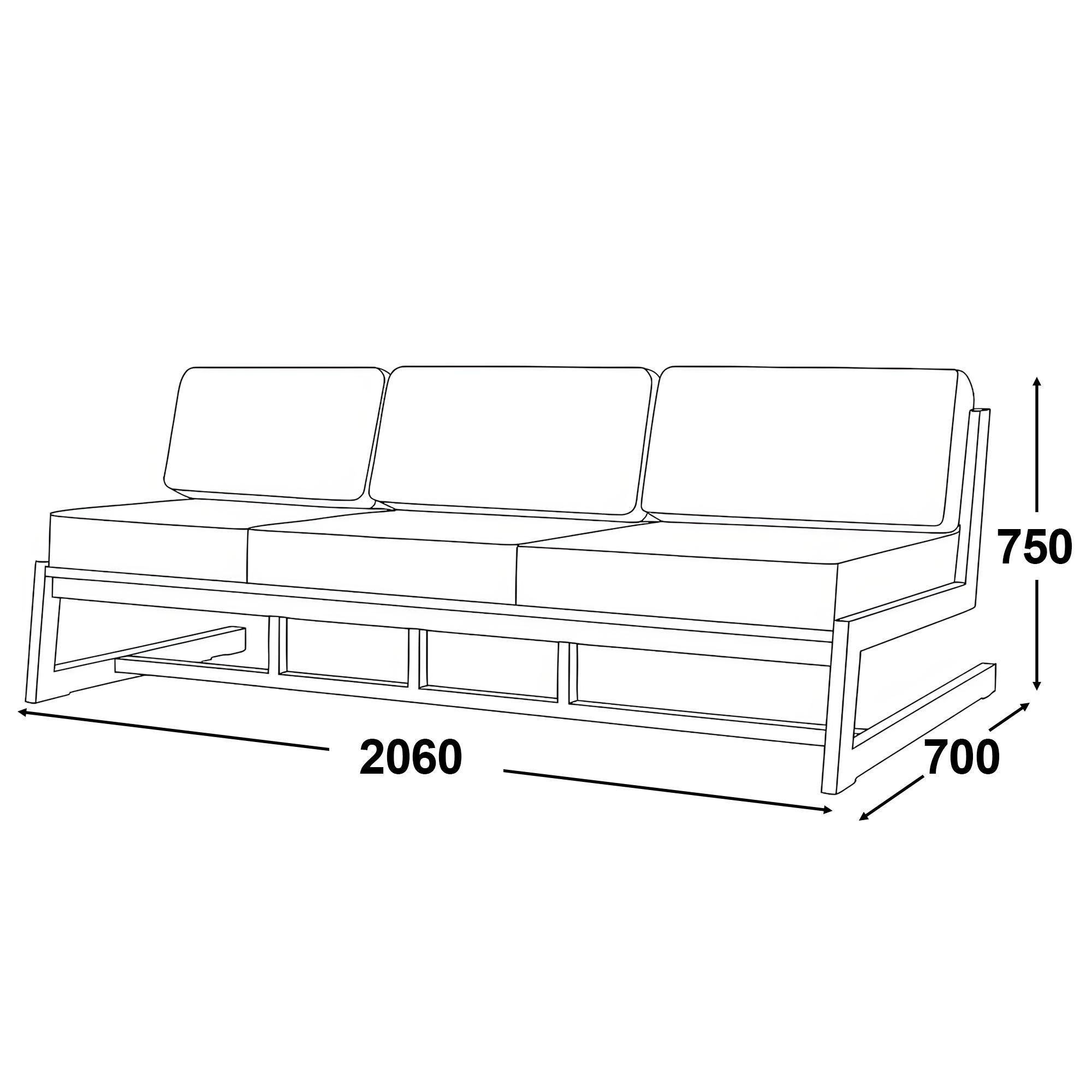 Диван металлический AVVS Атлас лофт велюр 206 см Черный - фото 4