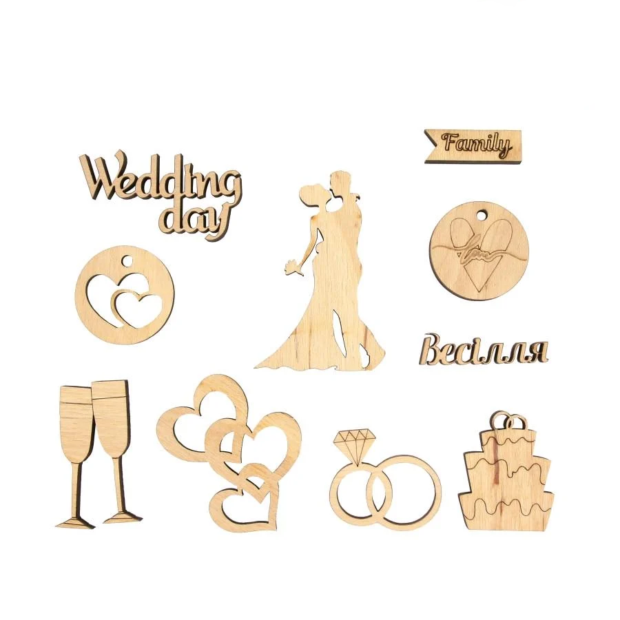 Набор мини-заготовок для декупажа Rosa Talent Wedding фанера 10 шт. (4823100079143)