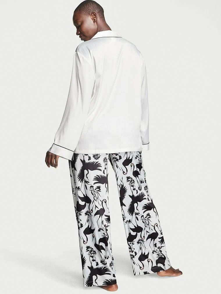 Піжама сатинова сорочка/штани Victoria's Secret Satin Long Pajama Set XS Білий (26701358) - фото 2