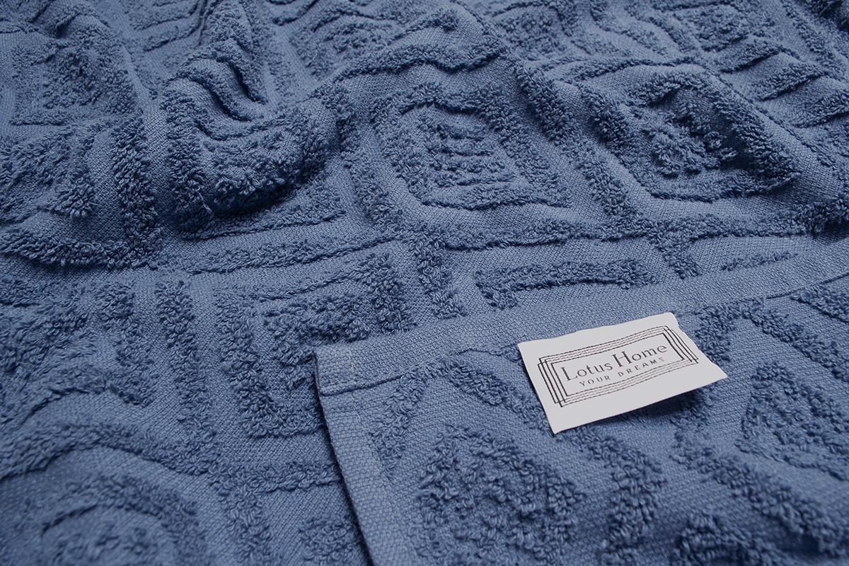 Простирадло махрове Lotus-Geo 200х220 см Синій (68386) - фото 2 Простирадло махрове Lotus-Geo 200х220 см Синій (68386) - фото 2
