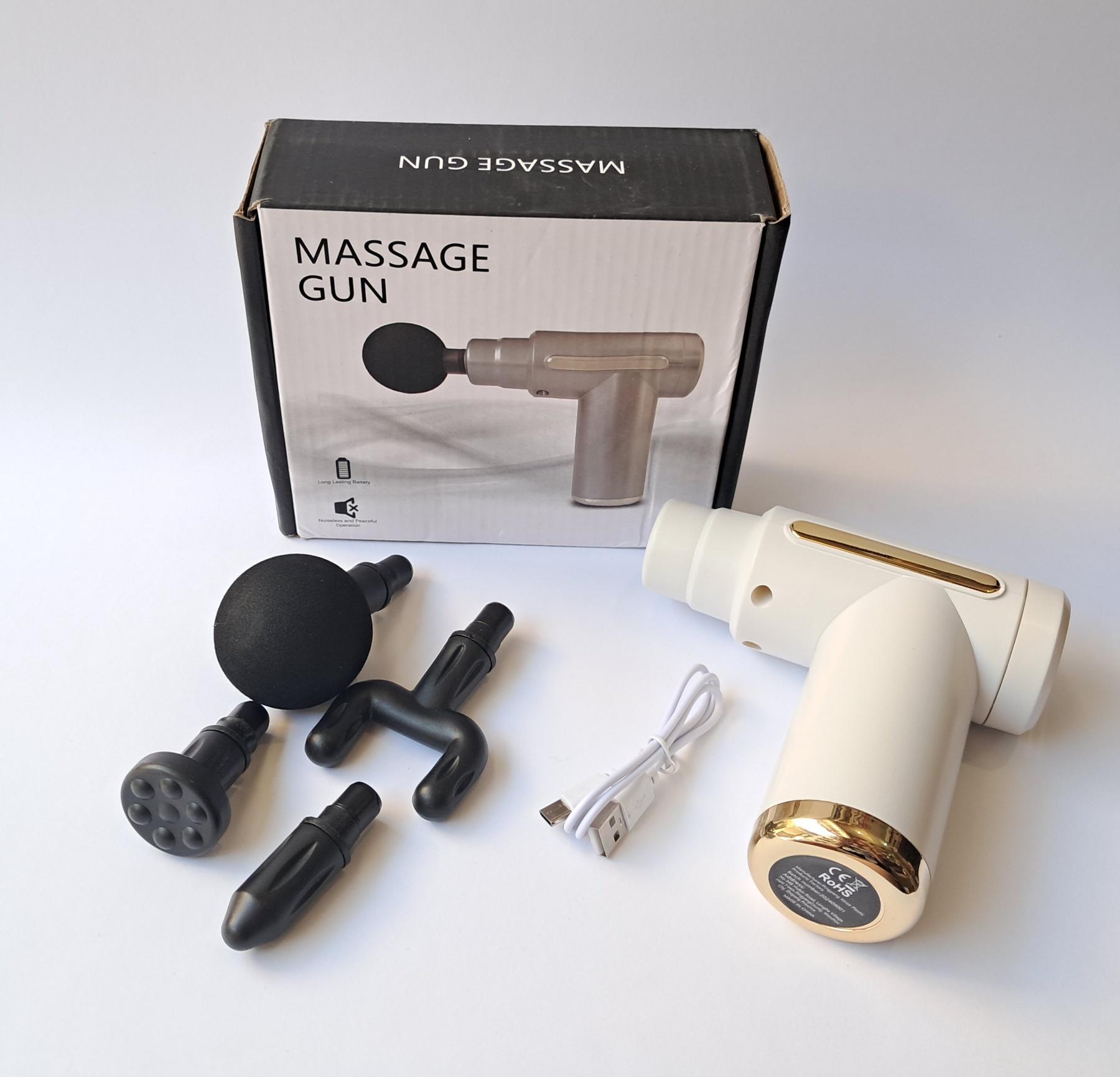 Массажер для тела аккумуляторный Fascial Gun сенсорный 4 Белый насадки (YR-2-1) - фото 7 Массажер для тела аккумуляторный Fascial Gun сенсорный 4 Белый насадки (YR-2-1) - фото 7