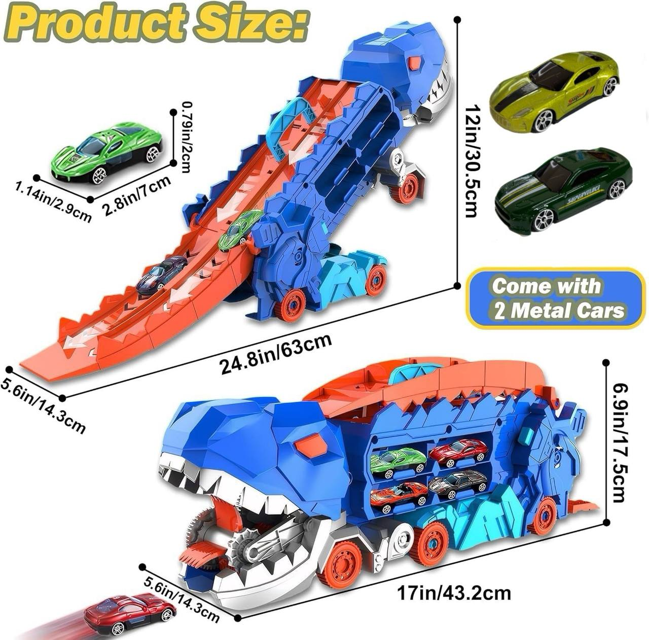 Мега трансформер Dino МН-111 2в1 трейлер-автовоз з 2 машинками (2271944955) - фото 7 Мега трансформер Dino МН-111 2в1 трейлер-автовоз з 2 машинками (2271944955) - фото 7