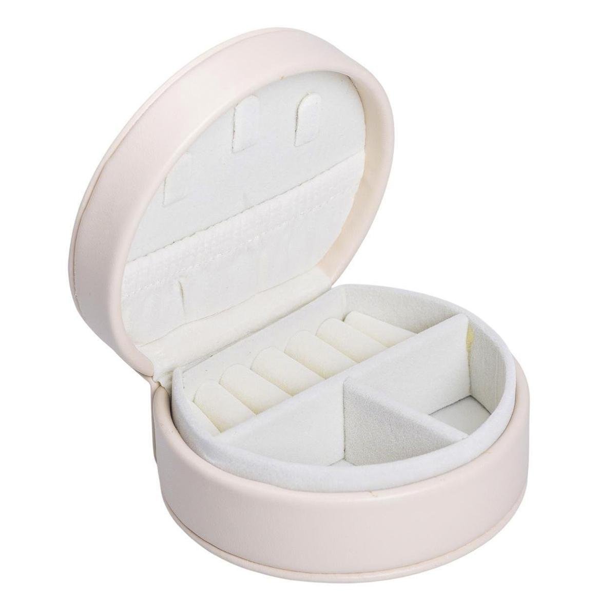 Шкатулка-органайзер для украшений дорожная на кнопке 10х9х4,5 см Молочный (HP-5-31BE)