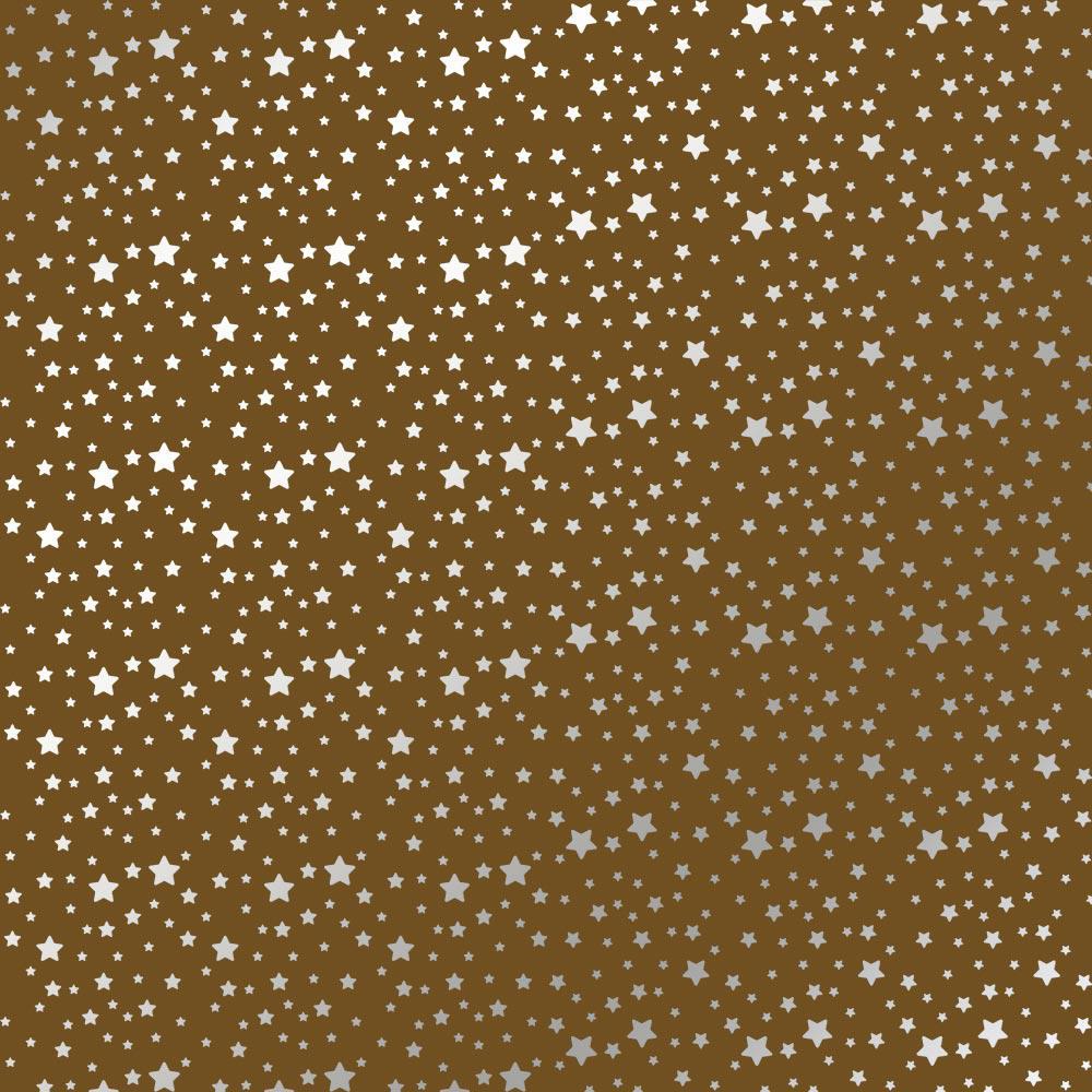 Лист паперу односторонній Silver stars із срібним тисненням 30,5х30,5 см Milk Chocolate