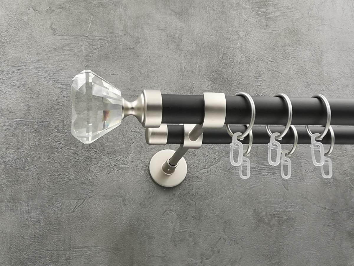 Карниз Quadrum Спектралия гладкая штанга двойной модерн 25/19 мм 300 см Сатин/Черный матовый (272279356)