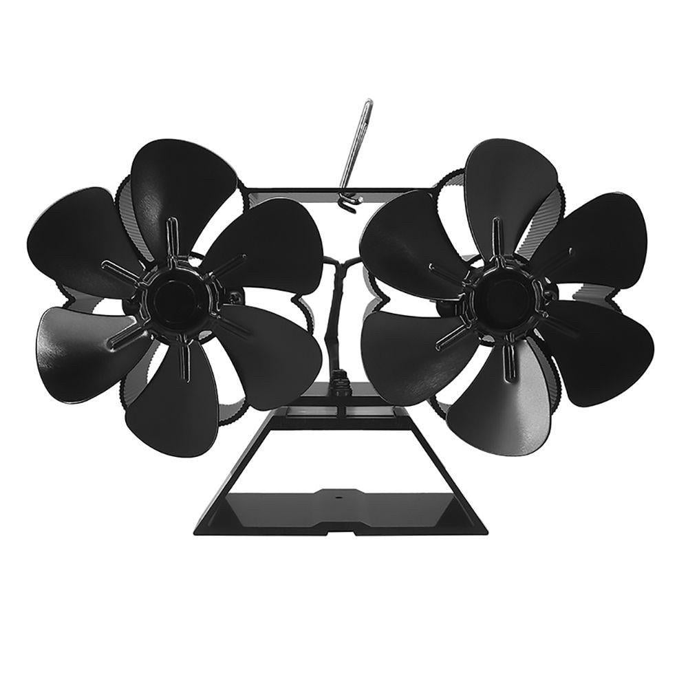 Тепловентилятор подвійний для печі/каміна з термоелектричним приводом 5 лопатей х 2 Чорний