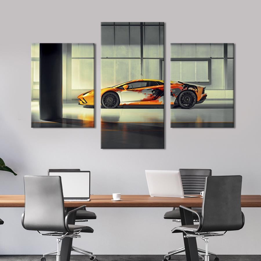 Картина на холсте триптих Автомобиль премиум-класса Lamborghini Aventador S 96x60 см (1248-32)