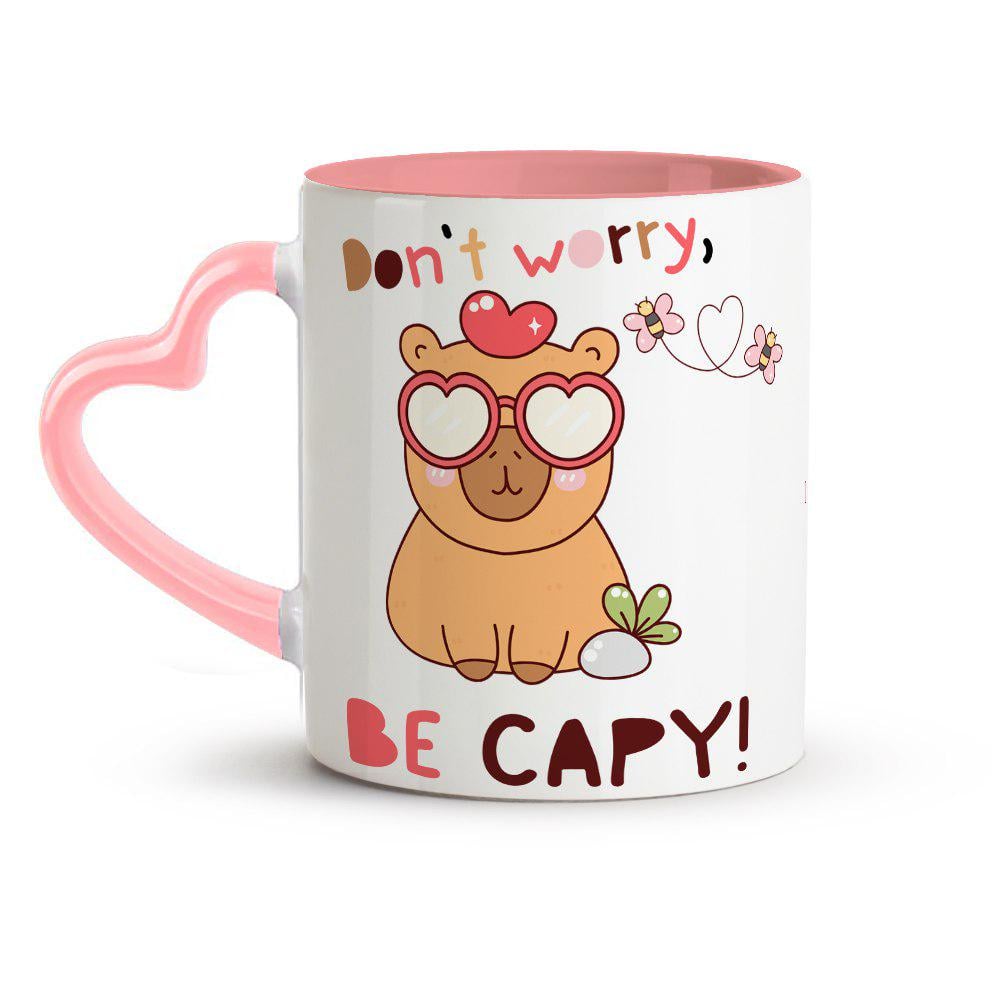 Чашка з ручкою-серцем Don't worry, BE CAPY! 330 мл Рожевий (32144805) Чашка з ручкою-серцем Don't worry, BE CAPY! 330 мл Рожевий (32144805)