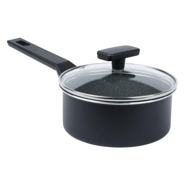 Ковшик с антипригарным покрытием Axentia Blackline стеклянная крышка алюминий PTFE d 16 см (135616) - фото 2 Ковшик с антипригарным покрытием Axentia Blackline стеклянная крышка алюминий PTFE d 16 см (135616) - фото 2