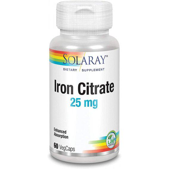 Микроэлемент Железо Solaray Iron citrate 25 мг 60 Veg Caps (SOR-46103)