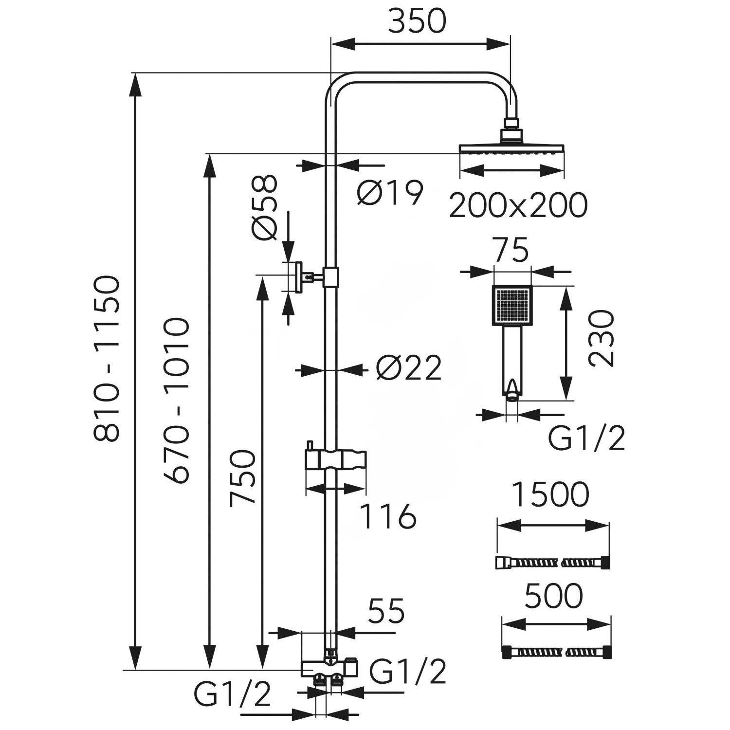 Душевая система без смесителя Ferro Wizard Square NP46 Хром (176549) - фото 2