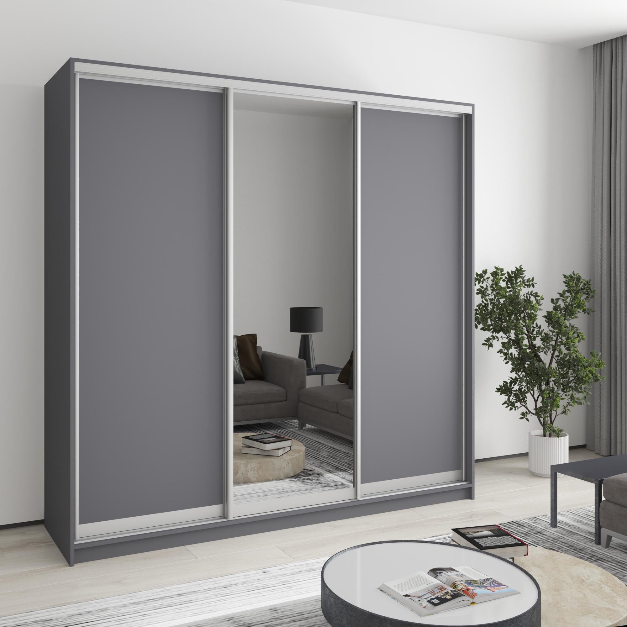 Шкаф-купе трехдверный MebelStar Стандарт AL 2ДСП/Зеркало 210x45x210 см Антрацит (MBS-2905) Шкаф-купе трехдверный MebelStar Стандарт AL 2ДСП/Зеркало 210x45x210 см Антрацит (MBS-2905)