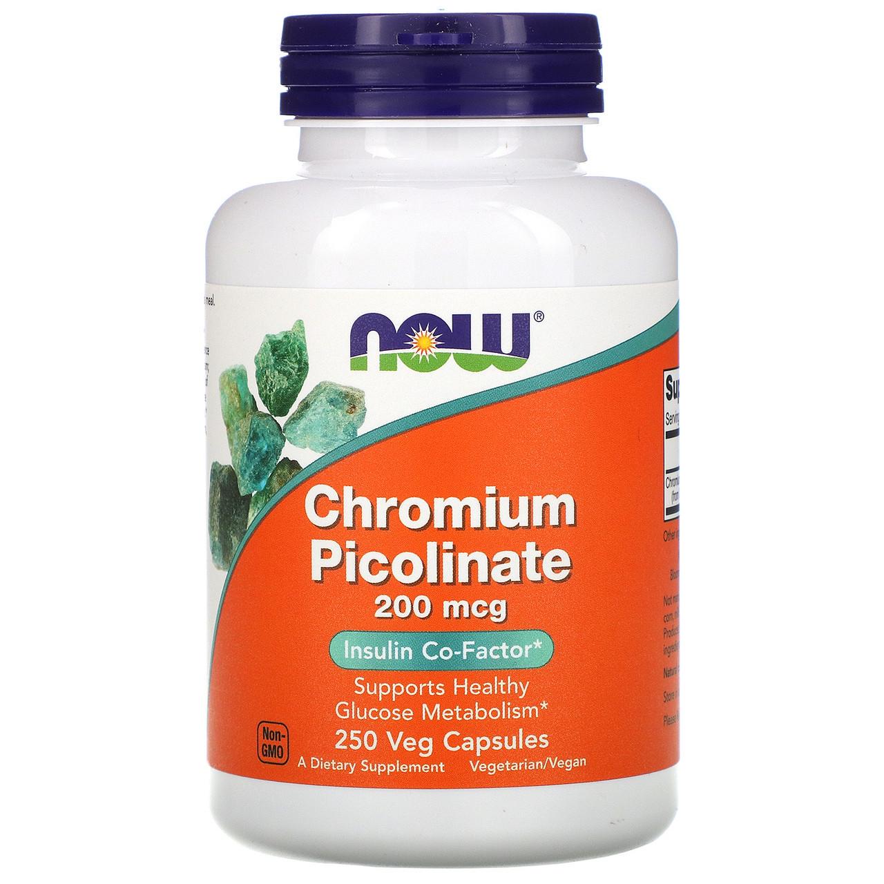 Хром пиколинат Now Foods Chromium Picolinate 200 мкг для снижения аппетита 250 капс. - фото 1