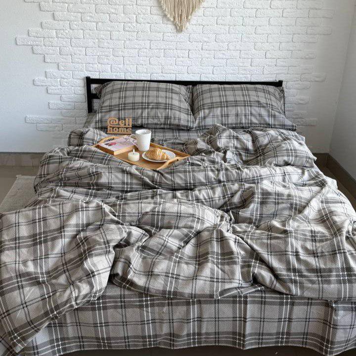 Комплект постільної білизни Ell Home фланель на резинці полуторний наволочки 50x70 см/70x70 см Scotland Сірий (29337802) - фото 2 Комплект постільної білизни Ell Home фланель на резинці полуторний наволочки 50x70 см/70x70 см Scotland Сірий (29337802) - фото 2