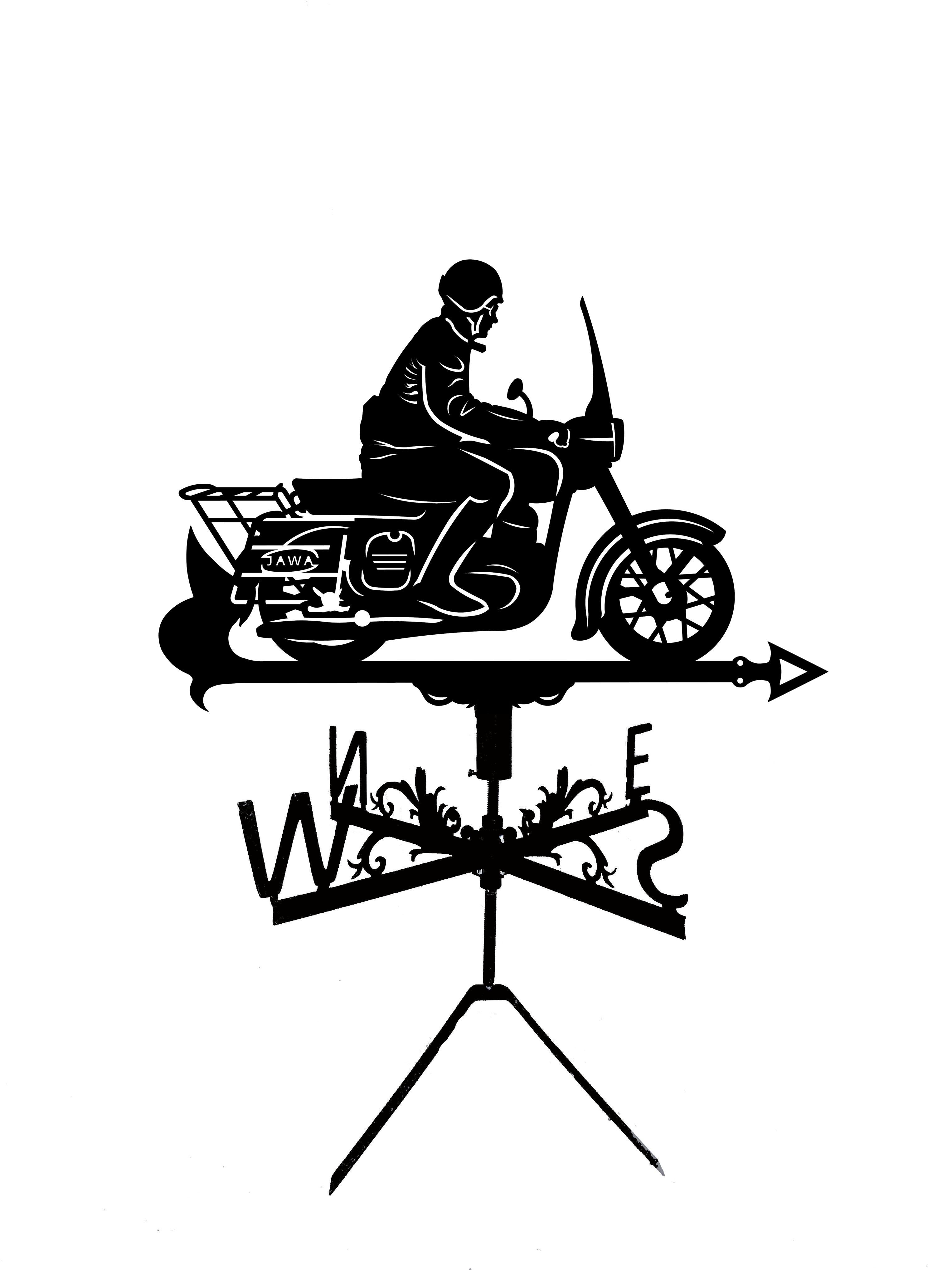 Флюгер на беседку/колодец Мотоциклист Ява (27477389)