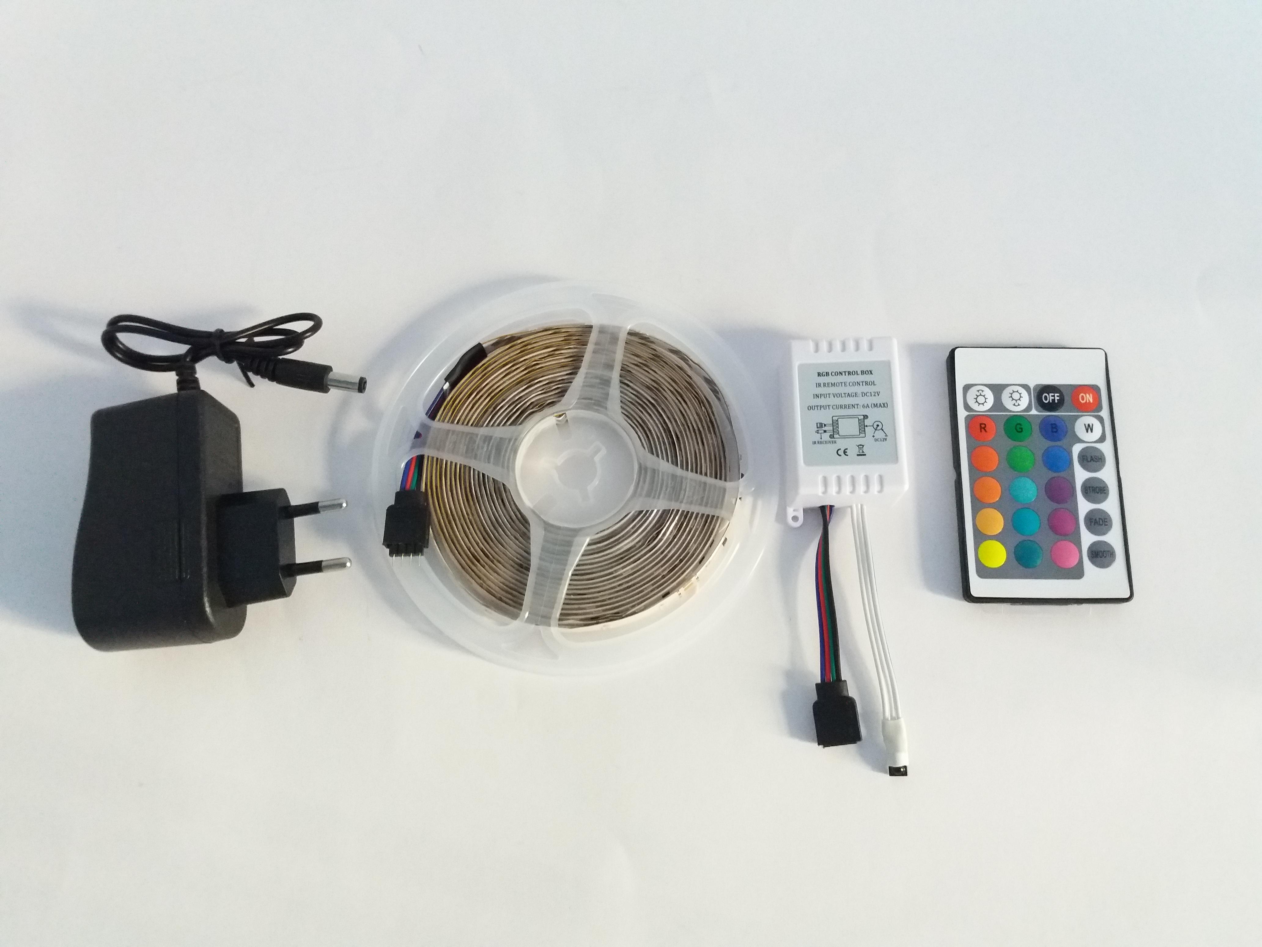 Світлодіодна стрічка RGB LED Strip SMD 3528 з контролером і блоком живлення (10004) - фото 1