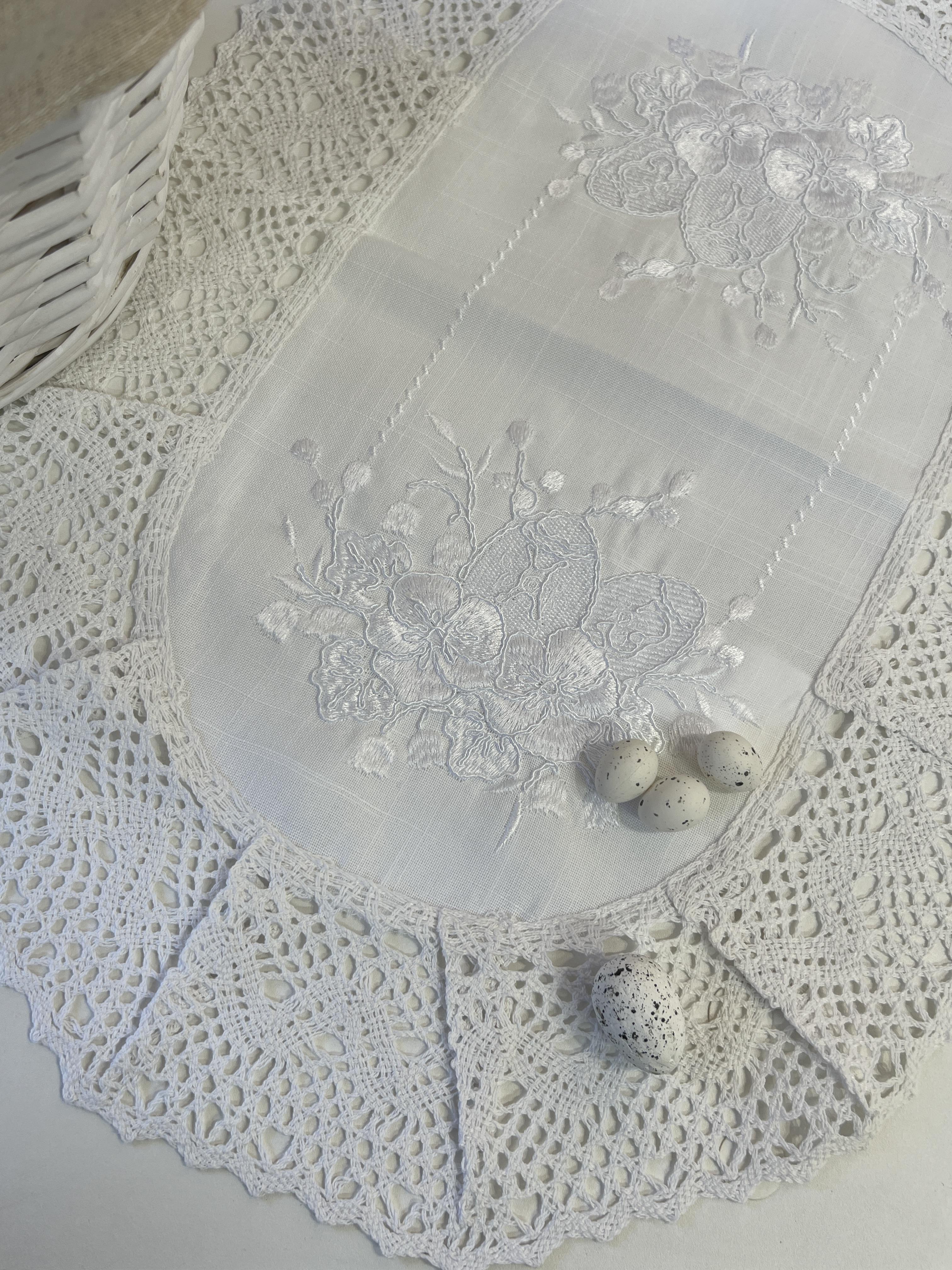 Салфетка Пасханая на корзину 40х60 см Белый