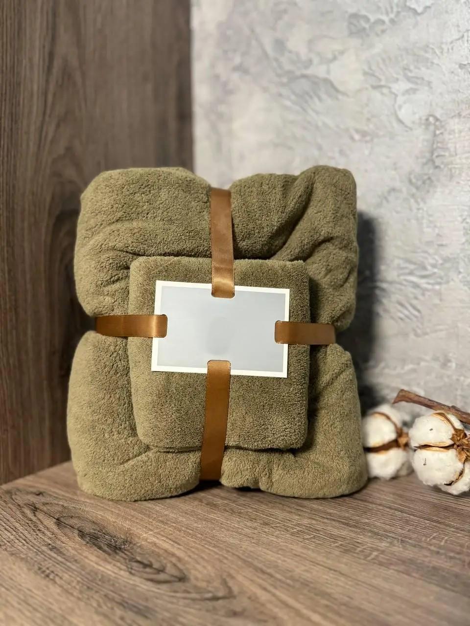 Полотенце из микрофибры Mallory Home 50х90+70х140 см 2 шт. Оливковый (AL-rushnik-2-04)