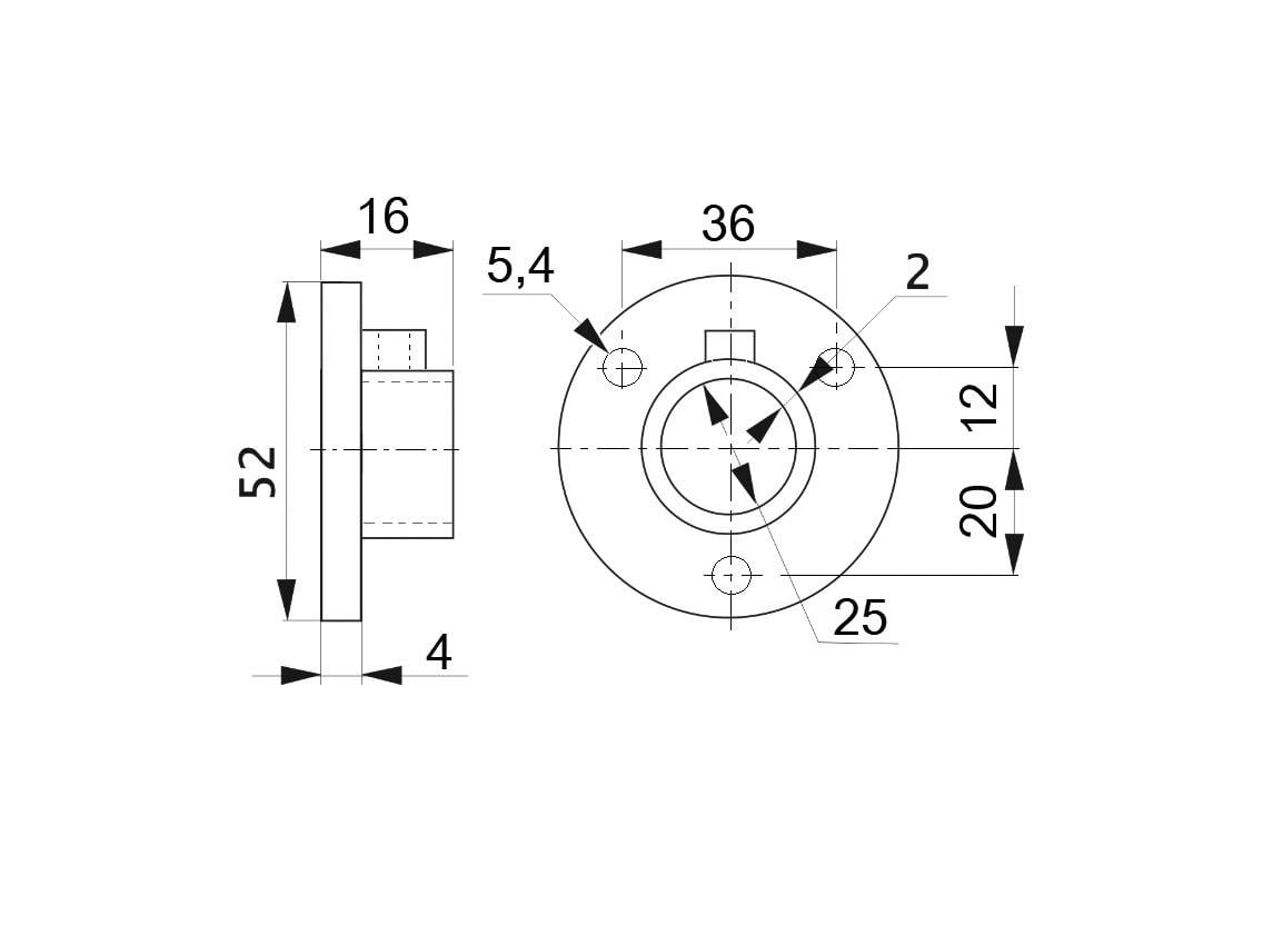 Крепление трубы R-11/M d 25 мм фланец Хром - фото 2
