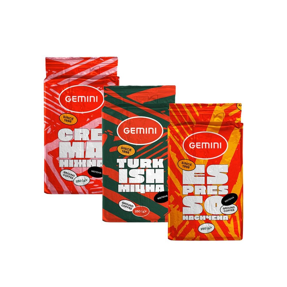 Дегустационный кофейный набор молотого кофе Gemini 3 шт. по 250 г (G1051008) Дегустационный кофейный набор молотого кофе Gemini 3 шт. по 250 г (G1051008)