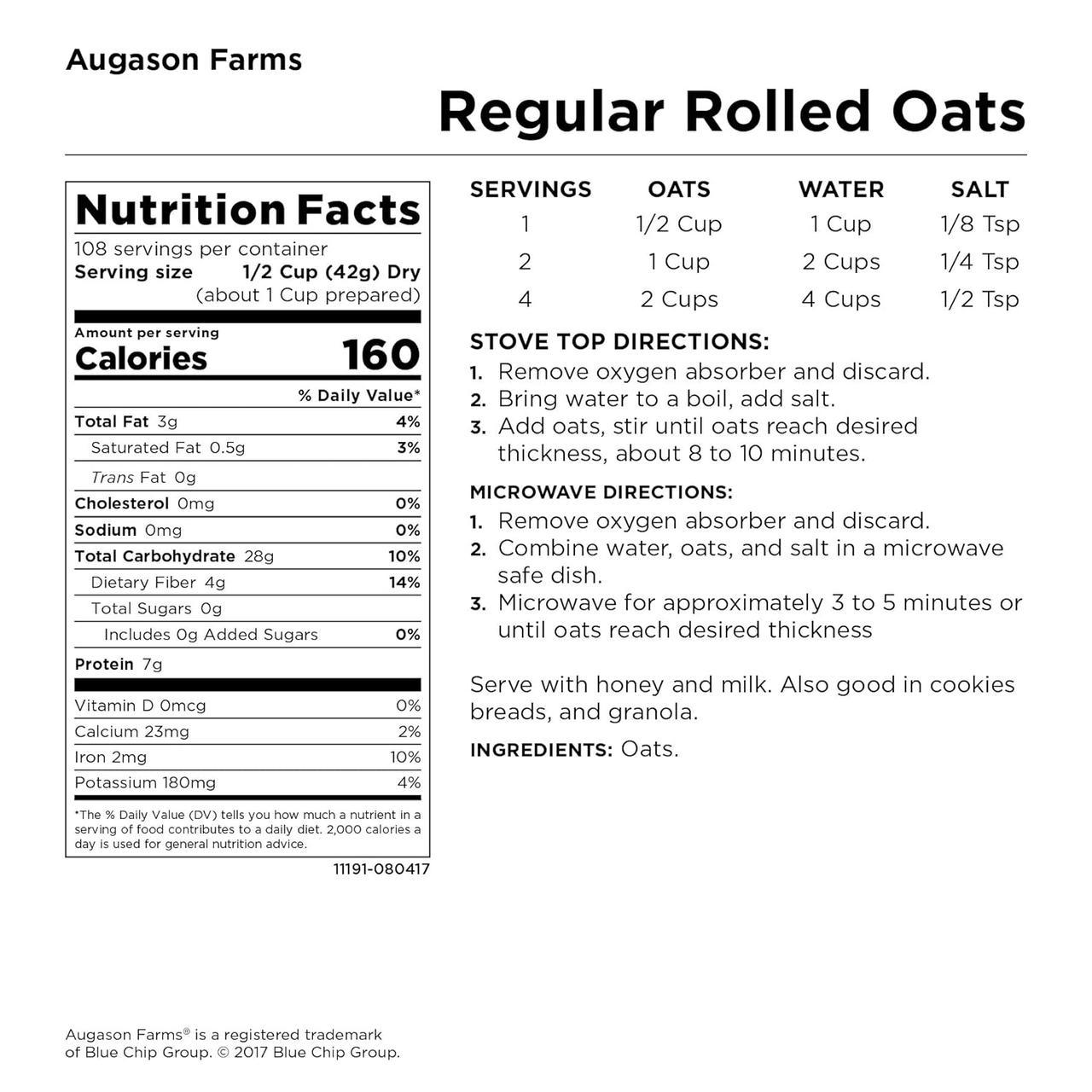 Сублимированные овсяные хлопья Augason farms 108 порций (101086) - фото 3