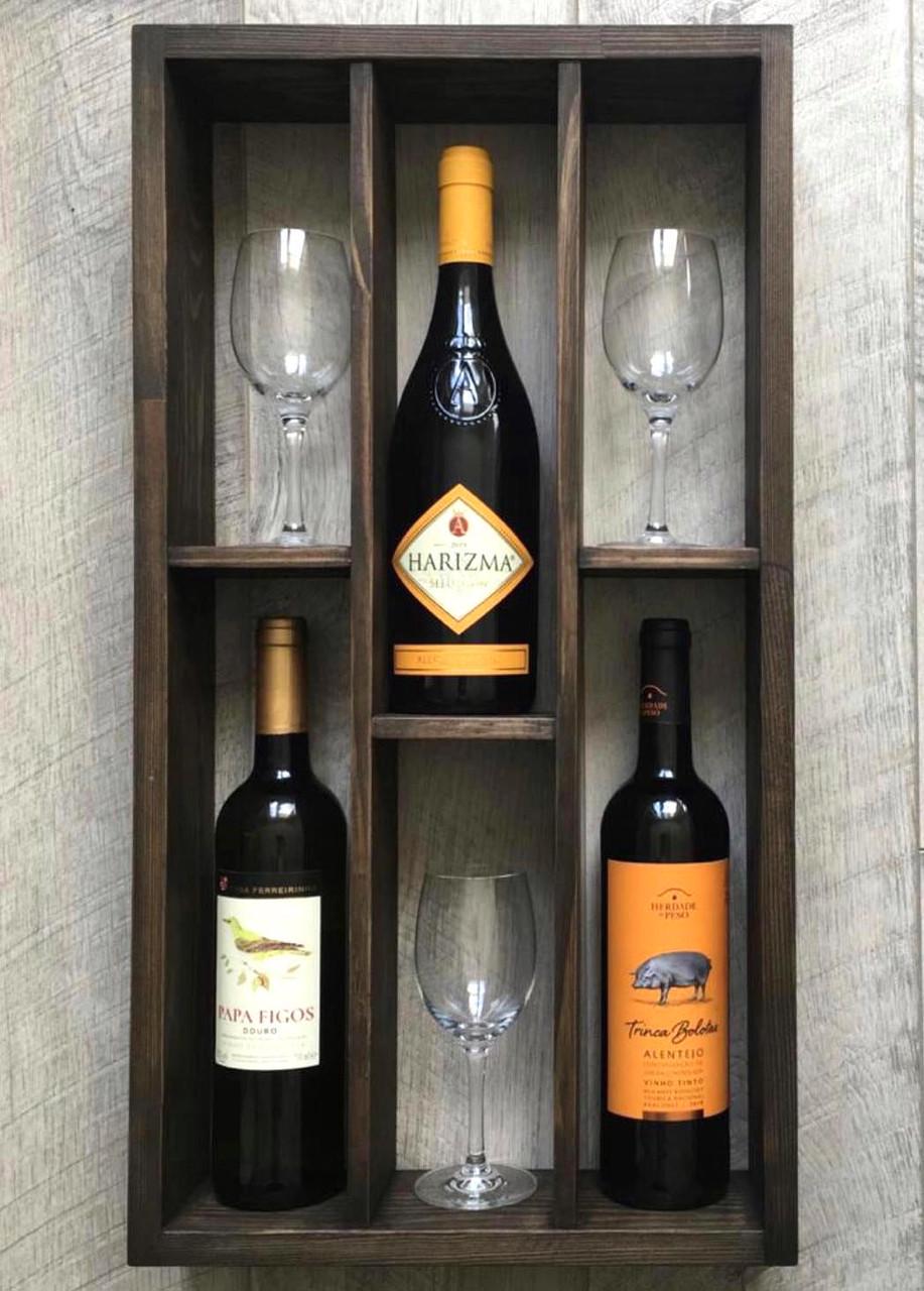 Полка для вина настенная из дерева Нисиоко Мокко (ПНК-010710)