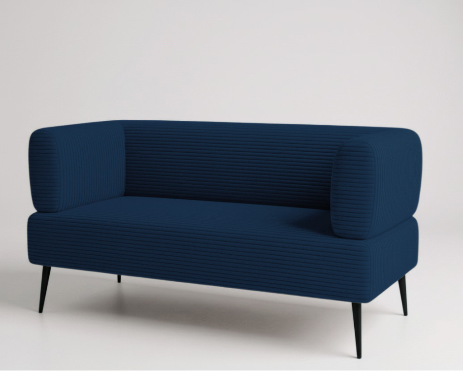 Диван офисный Tobi Sho Бенно-1 с подлокотниками 1500х720х750 мм велюр/вельвет Lotus 88/DK Blue (msr45h7)