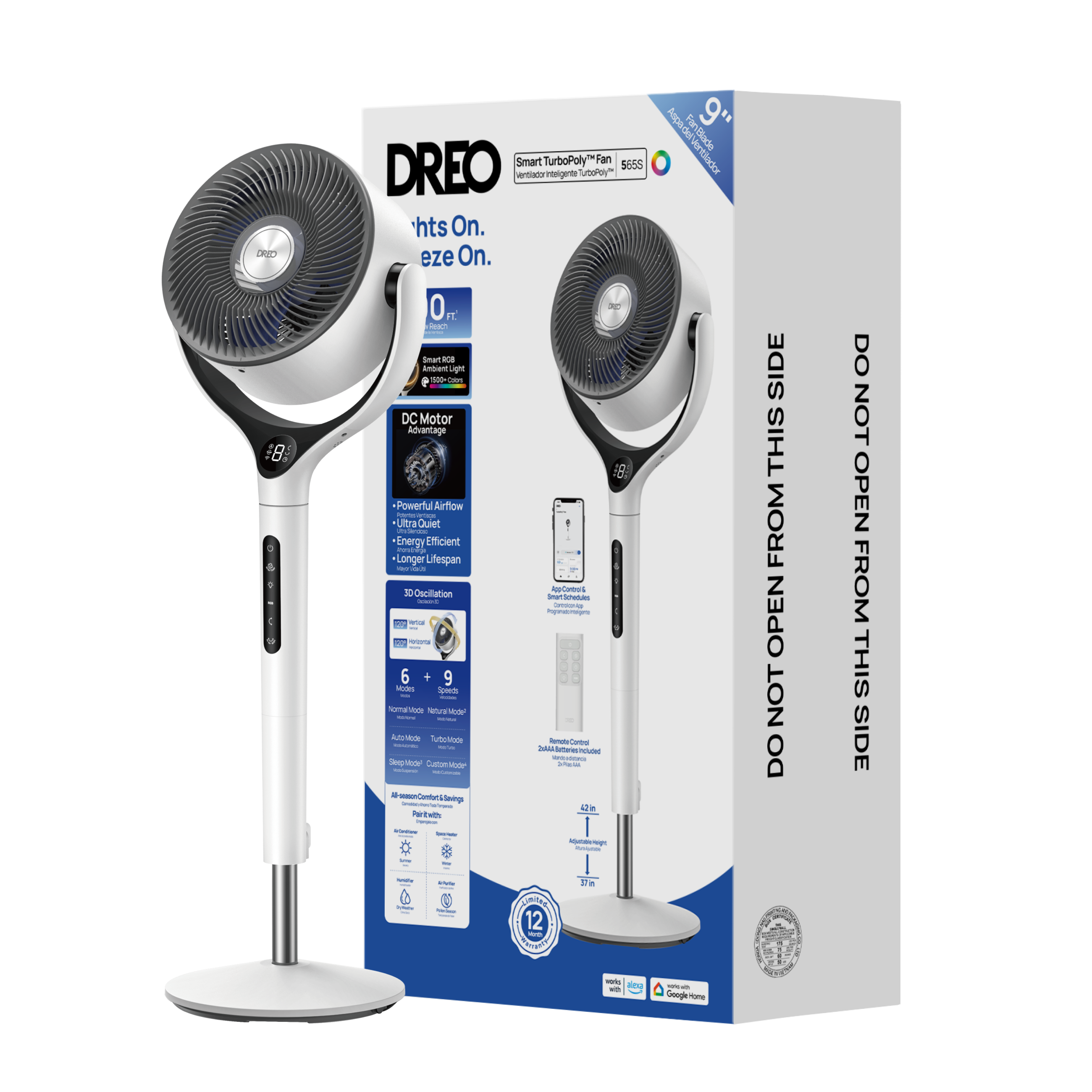 Вентилятор напольный циркулятор Dreo DR-HPF025S 565S Smart WiFi 9 скоростей 4 режима 120° 3D обдув Вентилятор напольный циркулятор Dreo DR-HPF025S 565S Smart WiFi 9 скоростей 4 режима 120° 3D обдув