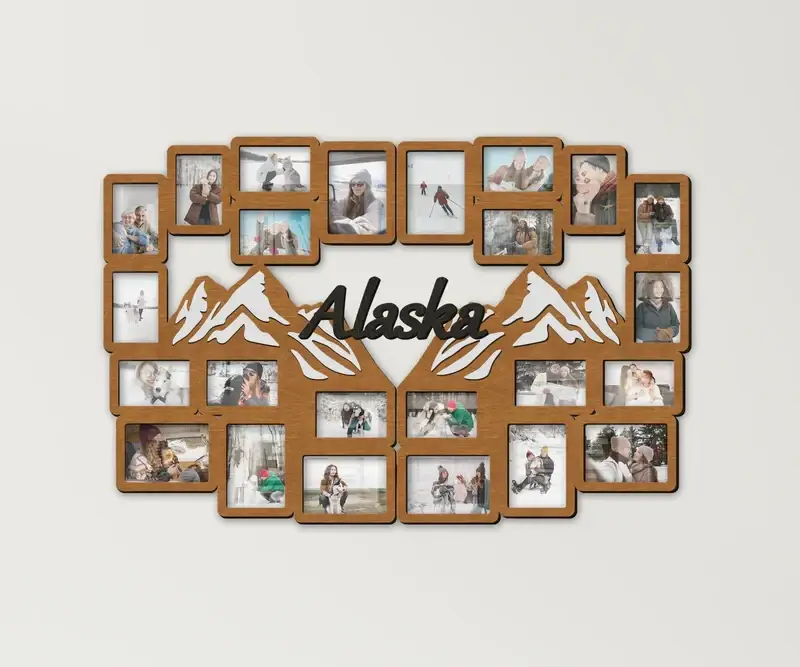 Фоторамка персоналізована The Frame Depot з гірськими мотивами на 24 фото Світло-коричневий (alaska_two_parts_mountain-2)