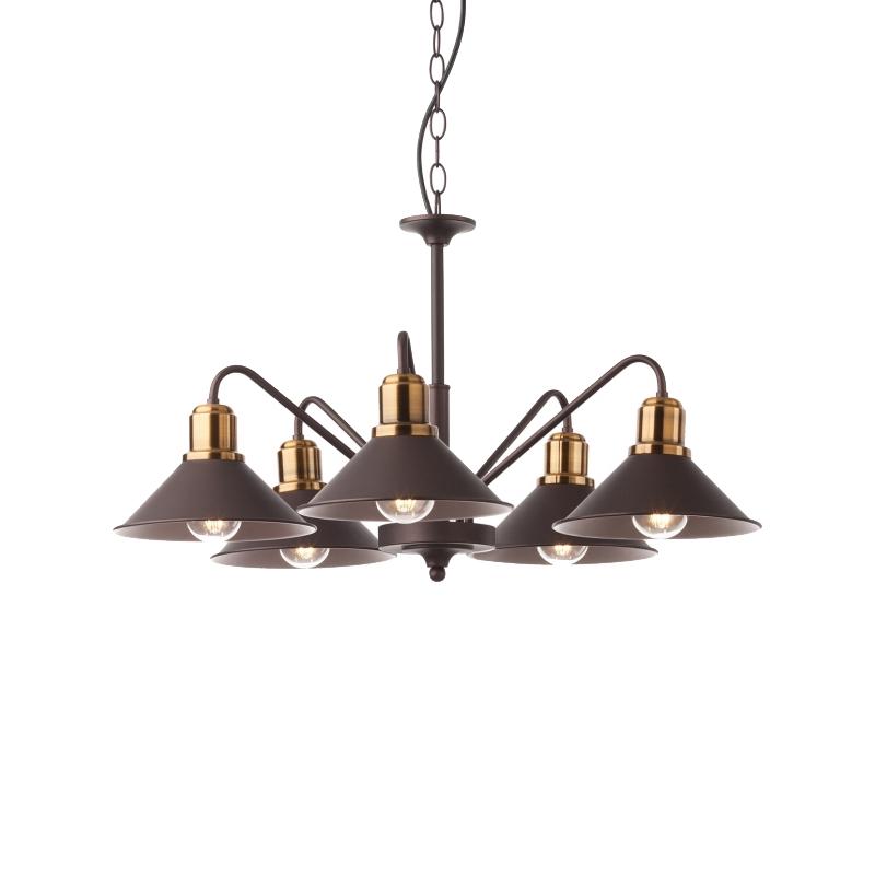Люстра підвісна лофт Light House SRS-16281-6 на шість ламп Коричневий / Золото
