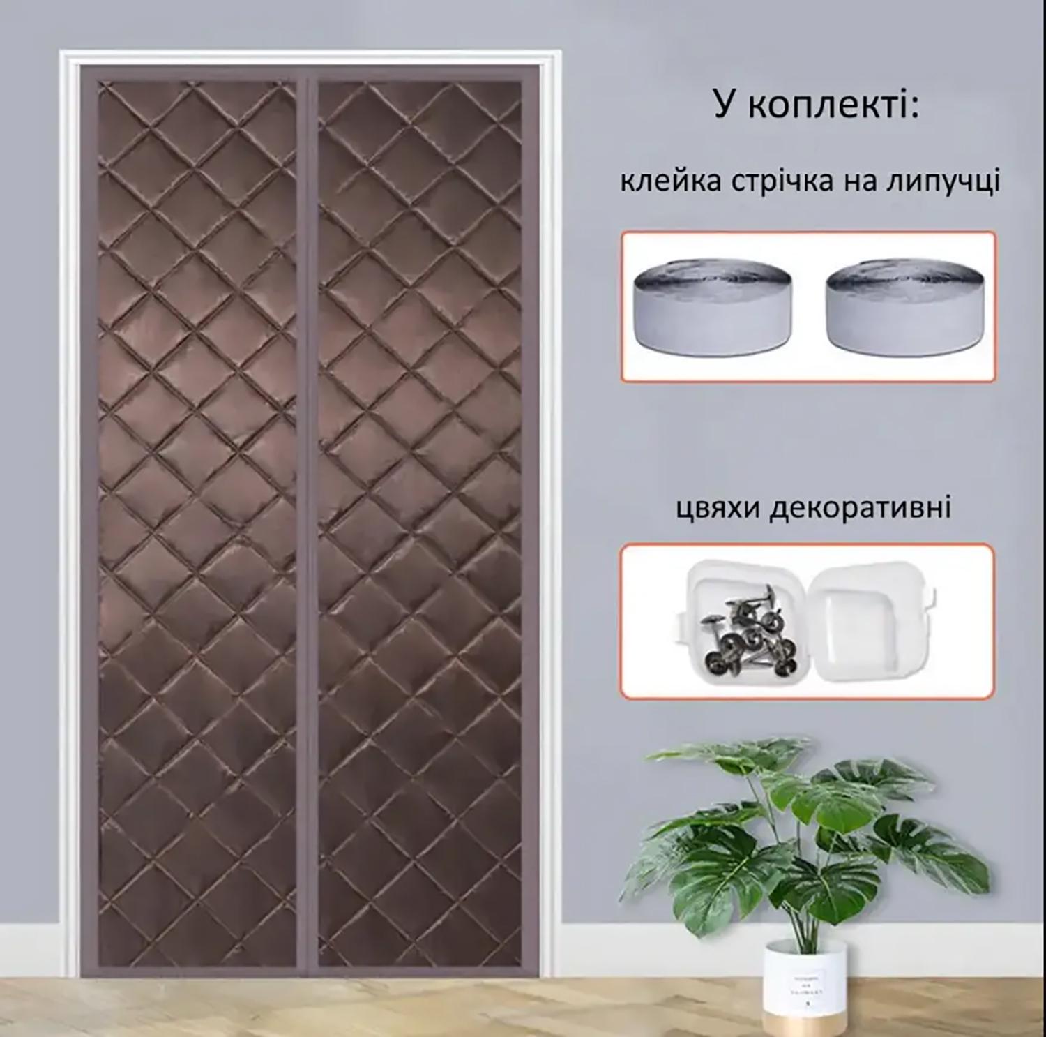 Штори теплоізоляційні для вхідних дверей на магнітах 90х210 см Сірий (29424083) - фото 2