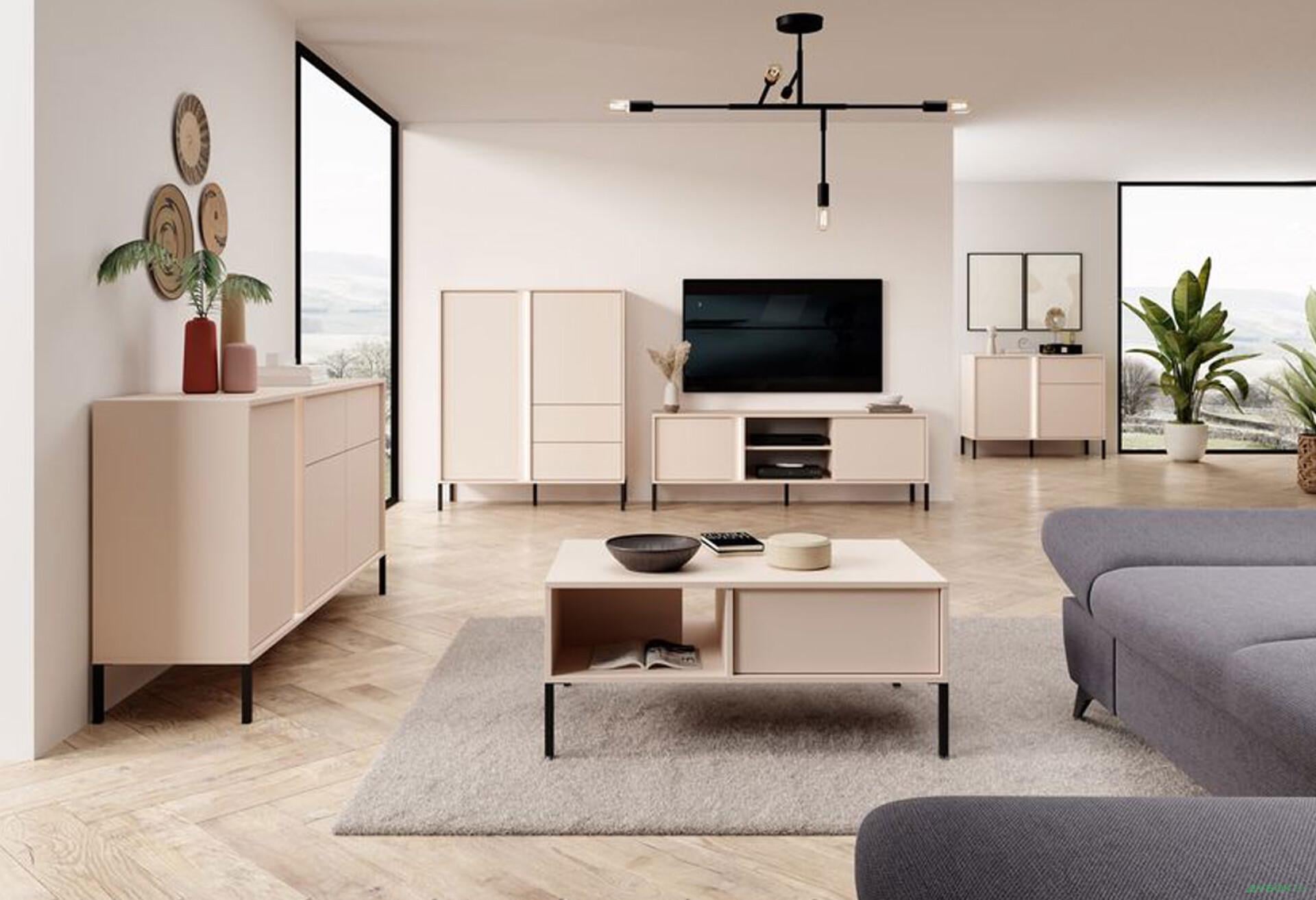 Стенка в гостиную Perfect Home Dast Fast ламинированная ДСП 5 пр. Бежевый (47789)
