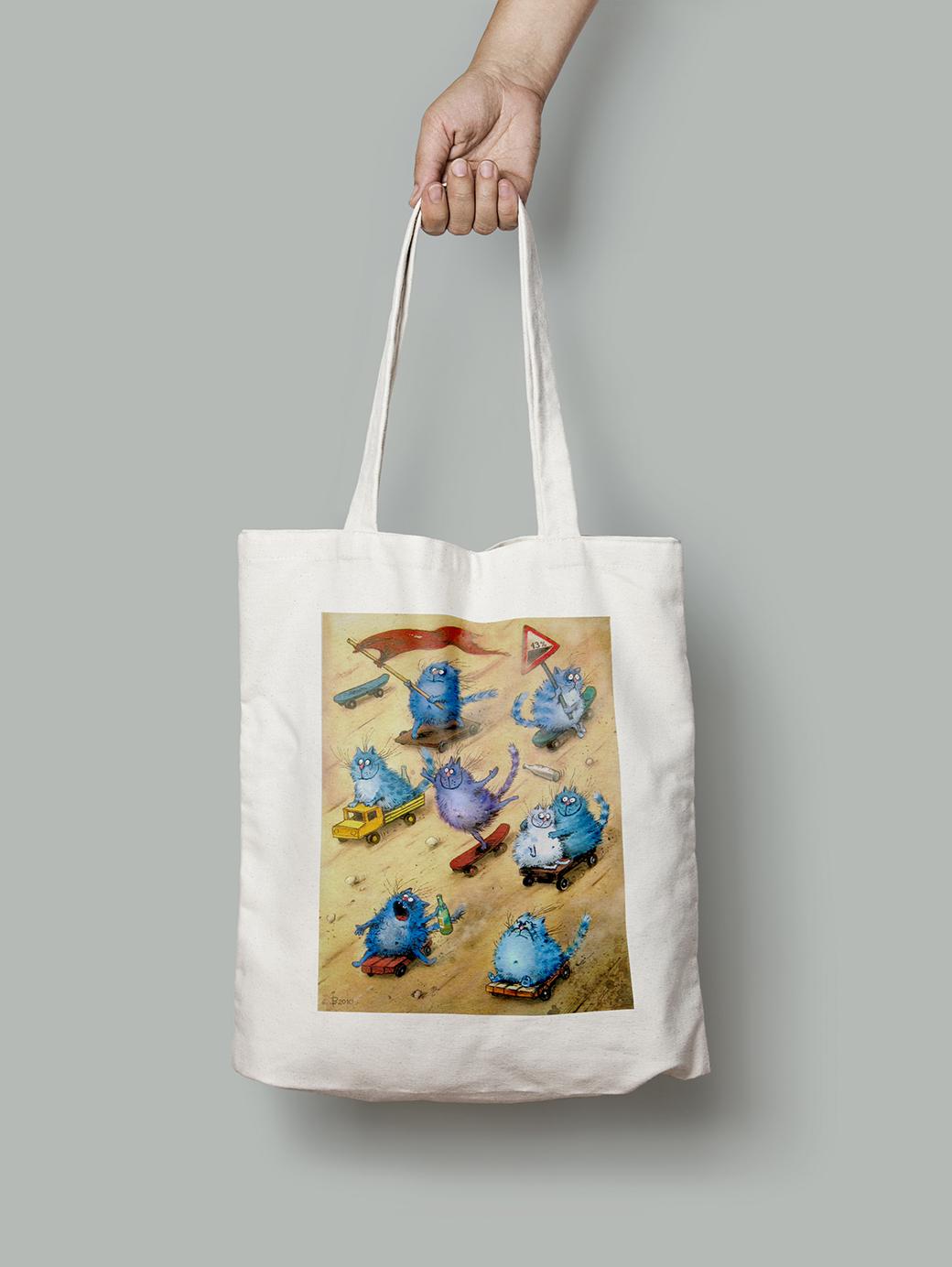 Эко-сумка Коты на скейтах шопер (rinaz_02_Bag)