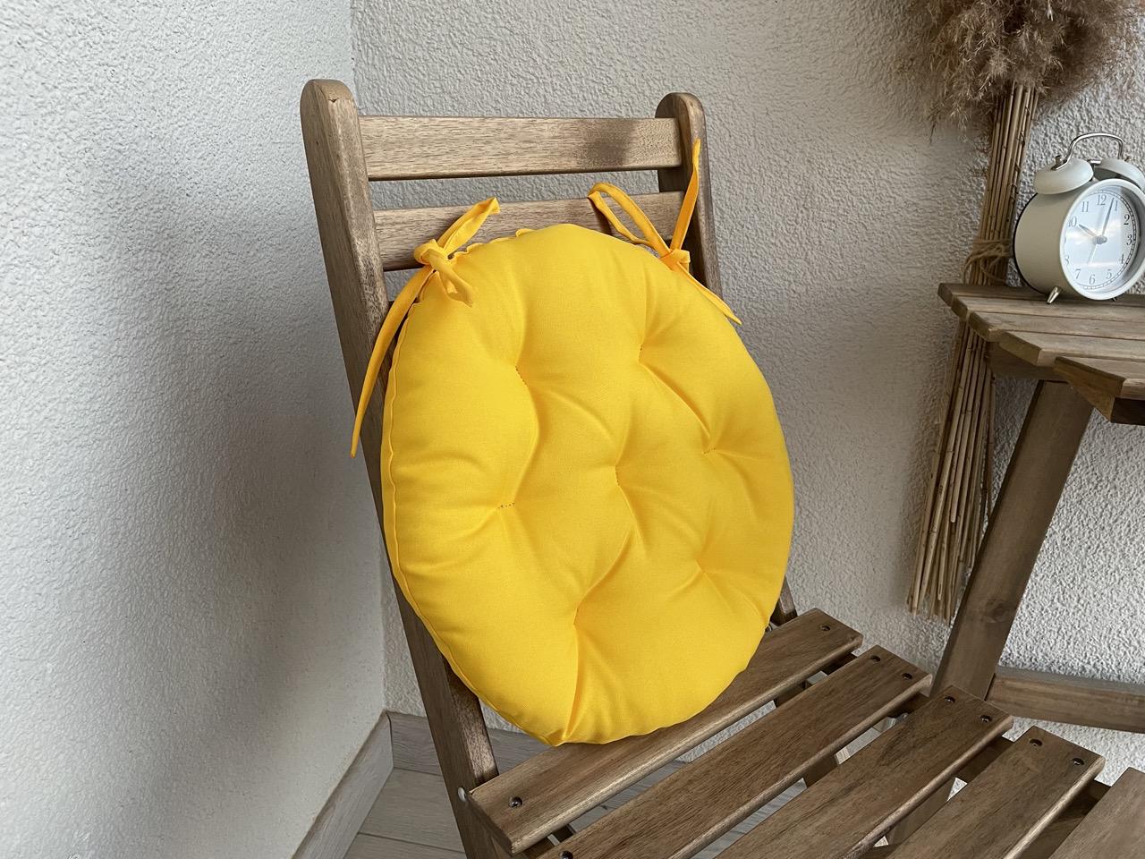 Подушка на стул с завязками круглая Color 40х40х5 см Желтый - фото 7 Подушка на стул с завязками круглая Color 40х40х5 см Желтый - фото 7