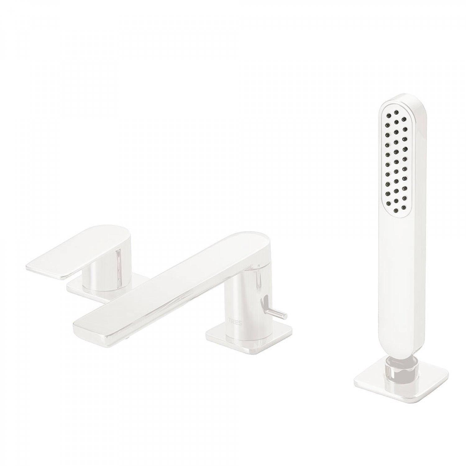 Смеситель на борт ванны Tres Loft 20016203BM на три отверстия Белый (113561)