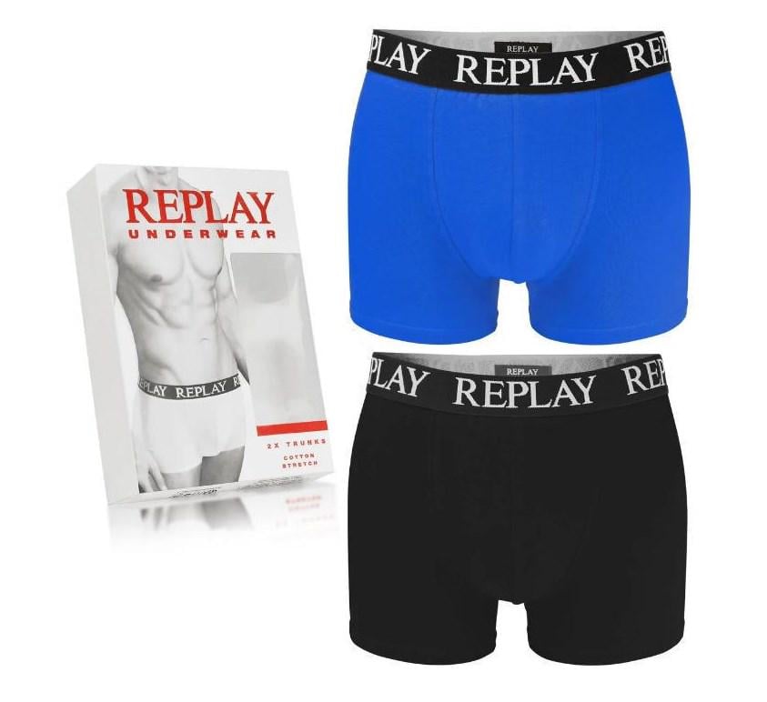 Труси боксери чоловічі анатомічні Replay 2 шт. M Чорний/Синій (76575786) - фото 2 Труси боксери чоловічі анатомічні Replay 2 шт. M Чорний/Синій (76575786) - фото 2