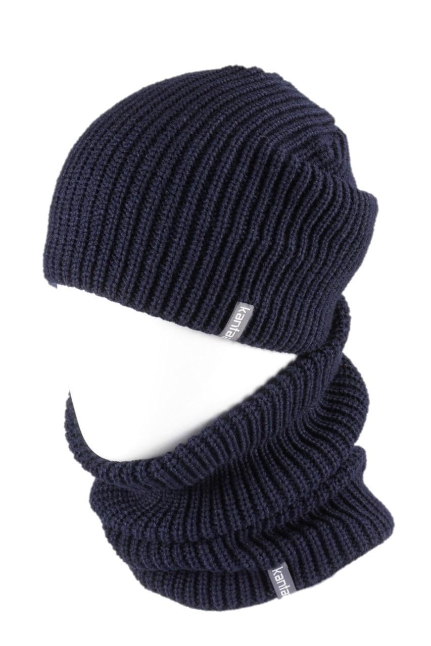 Вязаная шапка Кahta с Buff снуд унисекс Синий (OC-081)