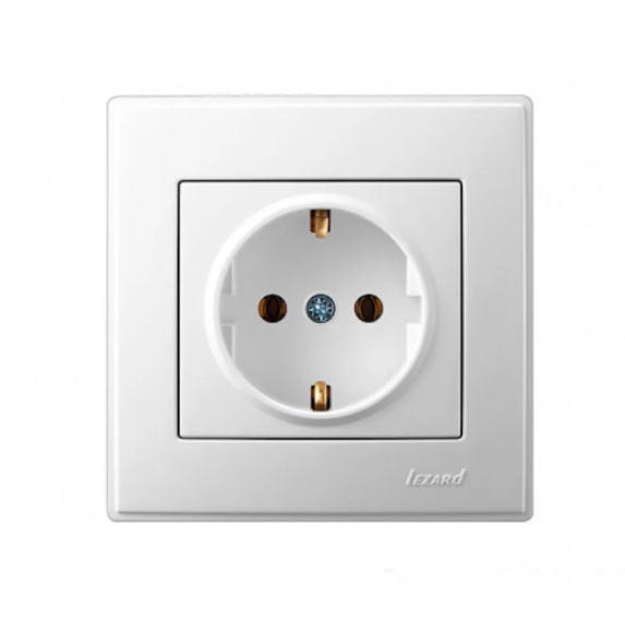 Розетка одинарная Lezard Lesya с заземлением Белый (26351888)