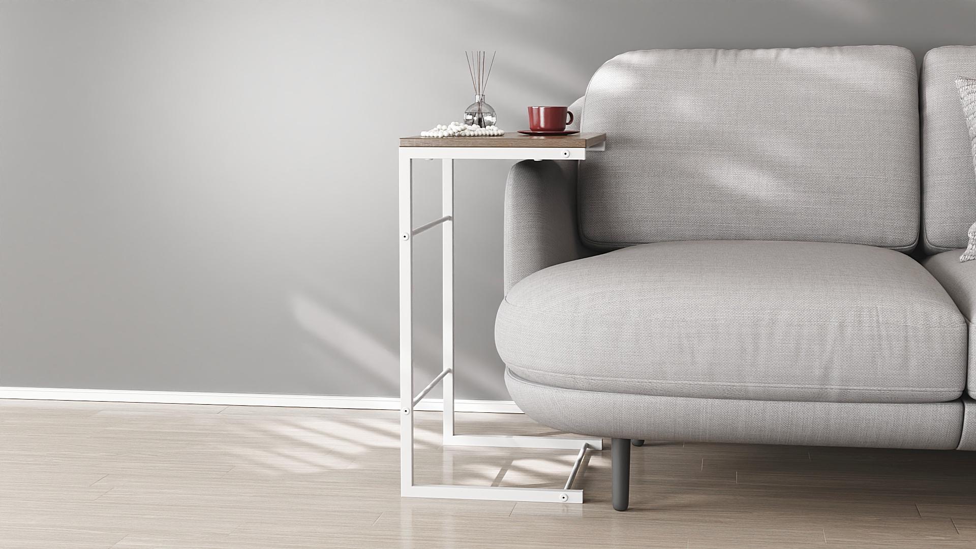 Столик Ferrum-decor Терри металл/ДСП 16 мм 650x440x330 мм Белый/Дуб Сонома Трюфель (FRD-104659) - фото 3