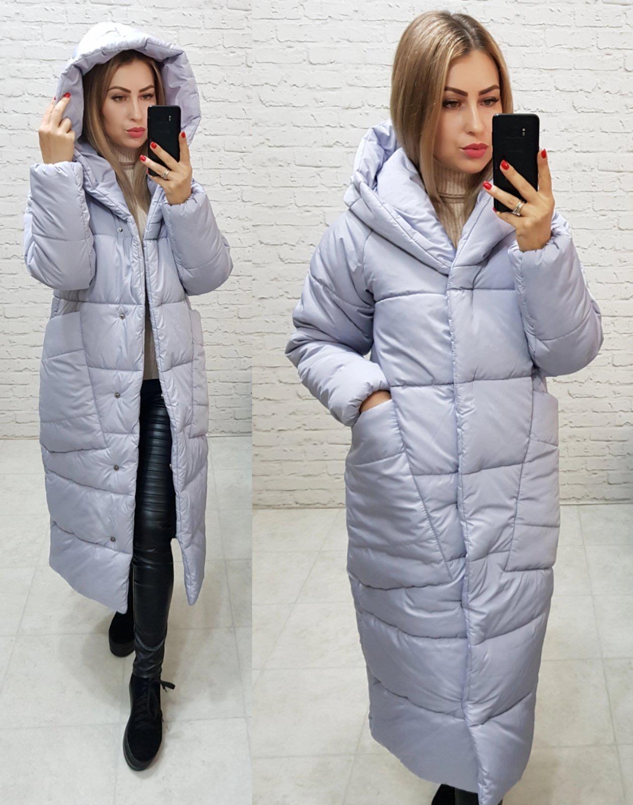 Пуховик об'ємний супер довгий Аiza А500 р. 42-44 Вишневий - фото 12