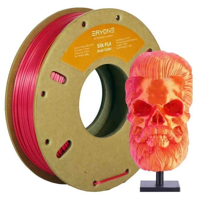 Пластик філамент для 3D друку ERYONE Silk PLA 2 Colors 0,250 кг/1,75 мм 200°C-220°C Red/Gold