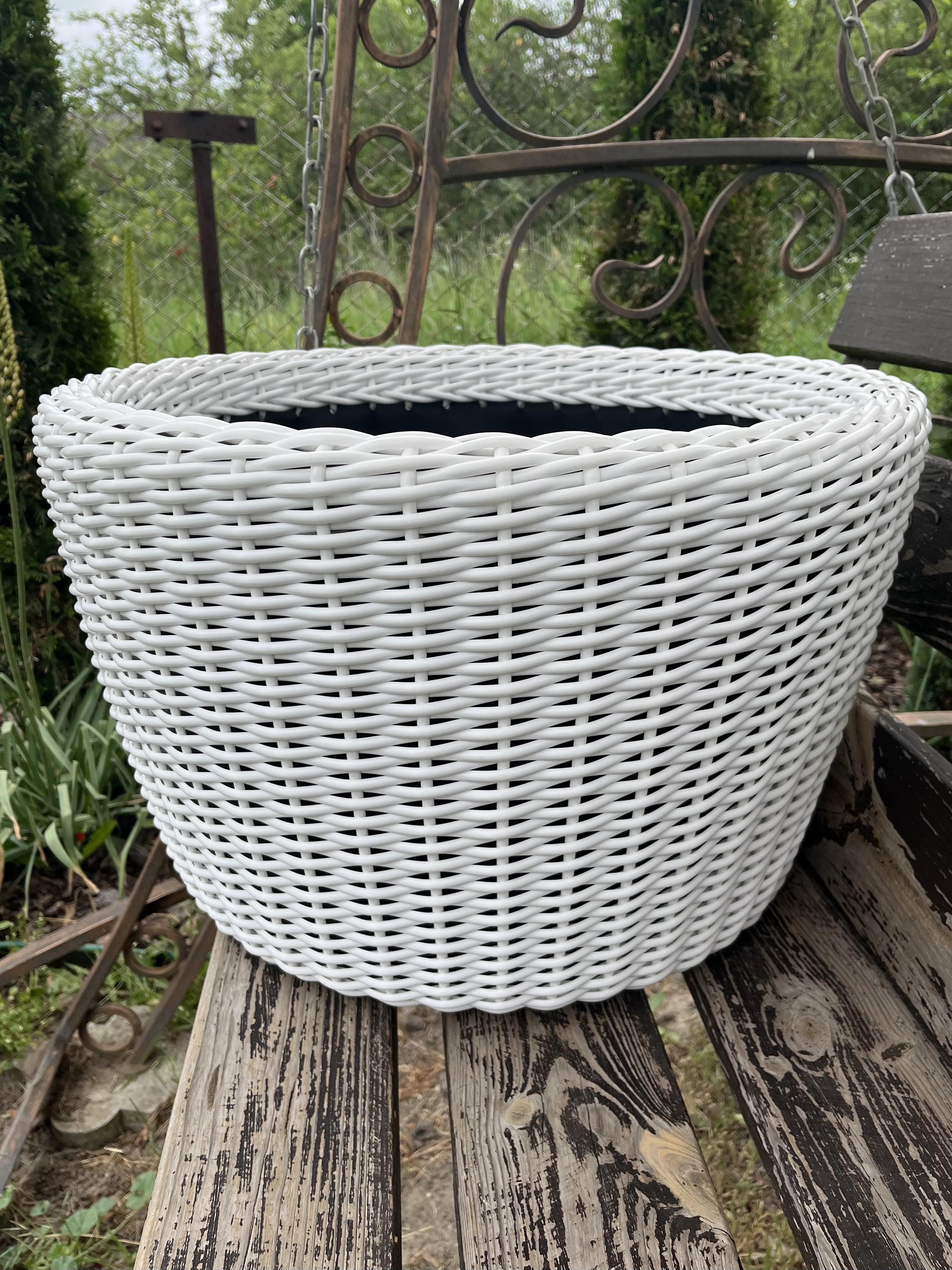 Кашпо для квітів зі штучного ротанга 60 л Білий (29881107) - фото 2 Кашпо для квітів зі штучного ротанга 60 л Білий (29881107) - фото 2