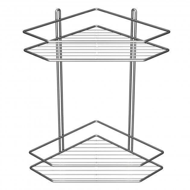 Полочка угловая в ванную комнату металлическая 2-х ярусная (13896339)