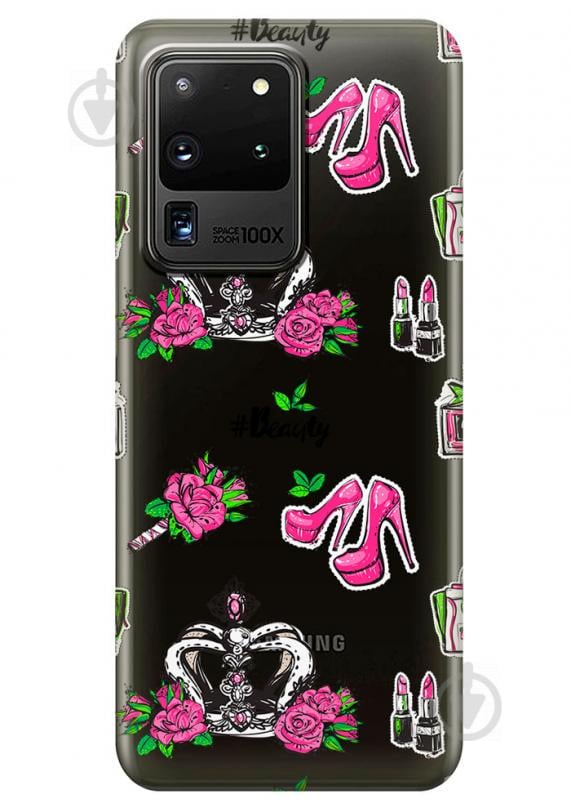 Прозрачный силиконовый чехол iSwag для Samsung Galaxy S20 Ultra Женский дизайн (M1186)