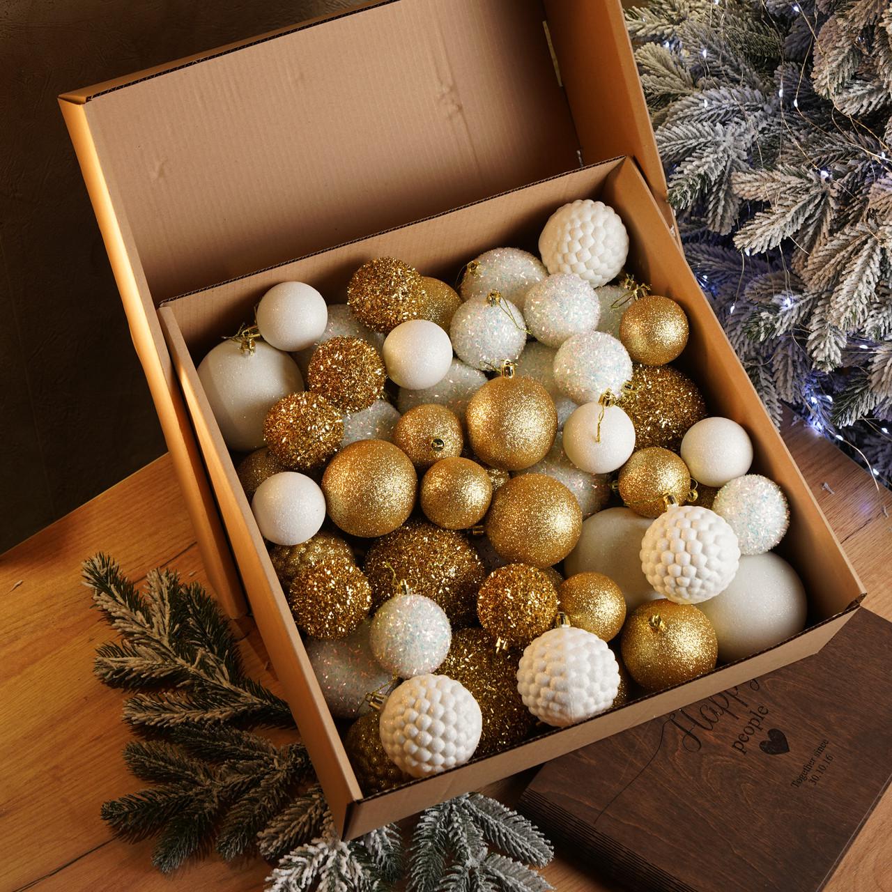 Набор новогодних шаров Блеск 40 шт. Золотой - фото 2